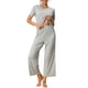thumbnail image 2 of INSPIRAR CHIC Conjuntos de Pijamas para Mujeres Cuello Redondo de Manga Corta Sólido Acanalado Ropa de Dormir Casual Pijamas para Damas S Gris, 2 of 5