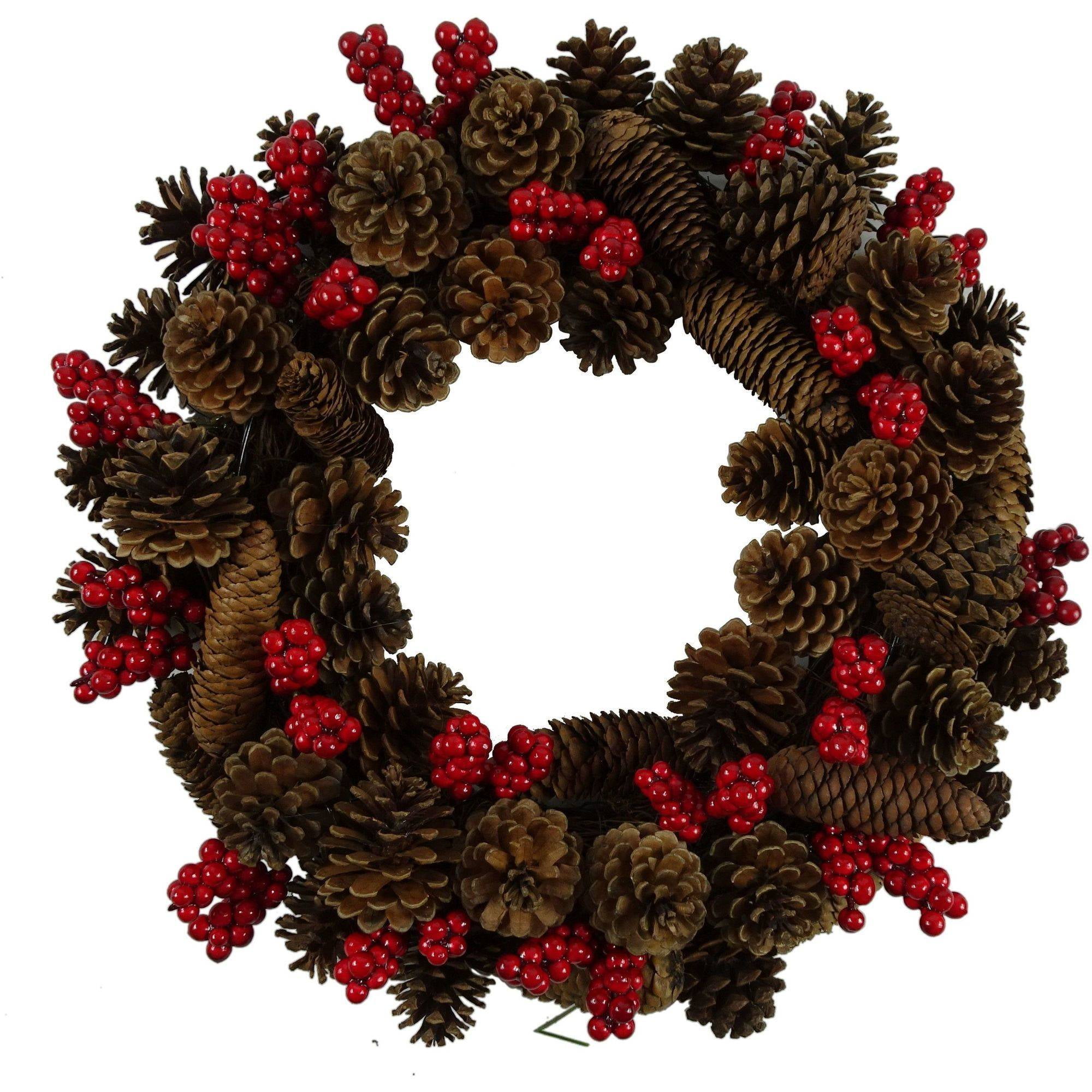 Holiday Time Christmas Decor 17" Pinecone / Beery Wreath