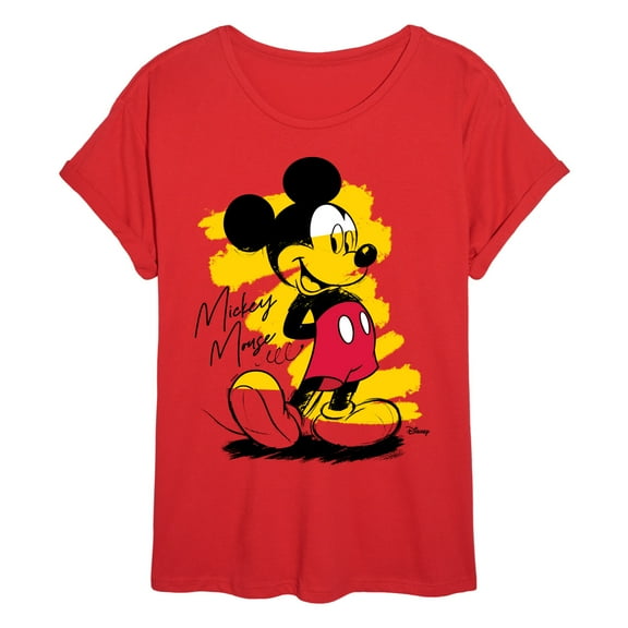 Disney - Sketchy Mickey - Womens Oversized Graphic T-Shirt