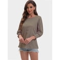 thumbnail image 5 of Womens Crew Neck 3/4 Sleeve Tops Loose Fit Shirts Casual Solid Basic Tees Shirt Blouses, 5 of 6