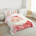 thumbnail image 3 of Manfei Cartoon Santa Claus Bedding Comforter Set for Kids Girls, Gold Snowflakes Twin Comforter Sets, White Pink Stripe Bedding Set, Christmas Home Decor, Reversible 2 Pieces, 3 of 8