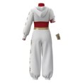 thumbnail image 4 of Nvse|Adult Women Training Suit Costume Halloween Cosplay Hooded Jumpsuit Clothes Outfit Cosplay Cheerleader Mesh Top Pant Hooded Coat with Hand-ornaments(White )2XL, 4 of 4