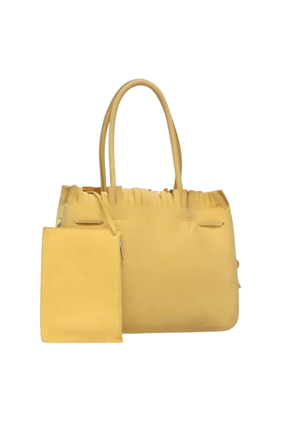 Pre-Owned Salvatore Ferragamo Vintage Tote Bag Suede Yellow Suede Tote Bag Bag