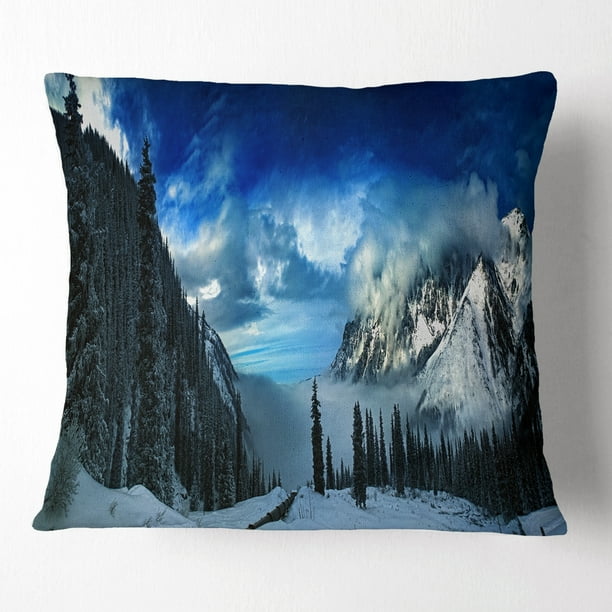 Design Art Designart Panorama Of Snowy Mountains Landscape Printed Throw Pillow Walmart Com Walmart Com
