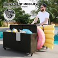 thumbnail image 4 of Pool Float Storage Organizer with Rolling Wheels, Outdoor Wicker Rattan Pool Caddy & Toy Storage Basket for Poolside, Patio & Deck, All-Weather PE Rattan Pool Caddy, 2 Open Compartments, Black, 4 of 6