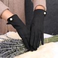 thumbnail image 1 of Guantes de mujer invierno pantalla táctil más terciopelo cálido gamuza cuero mitones bicicleta conducción engrosamiento, 1 of 2