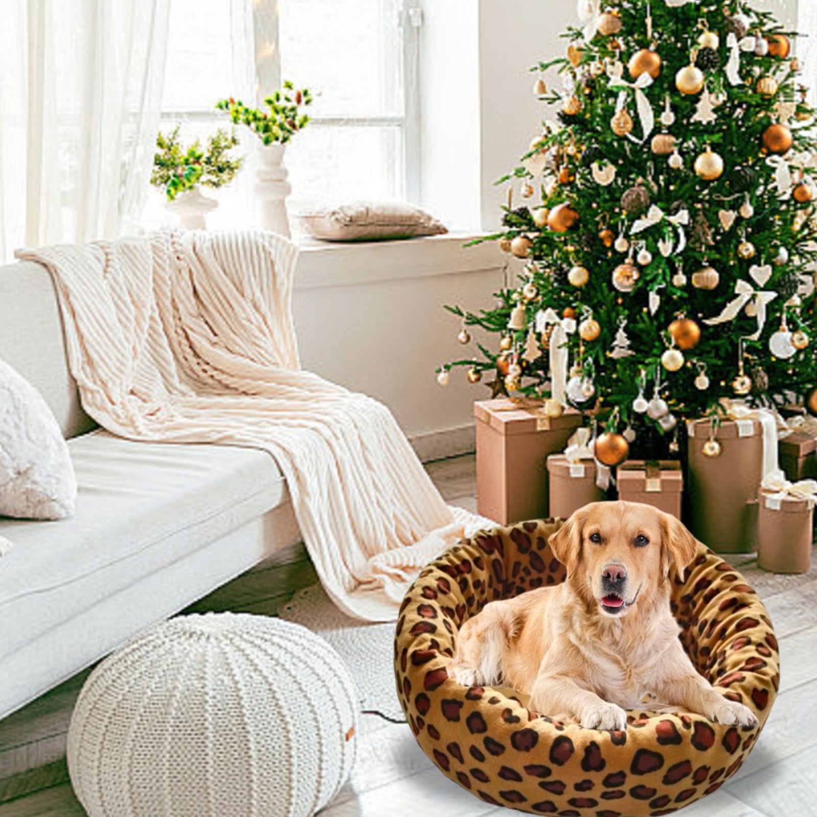 Indoor Heated Pet Bed for Cats and Small Dogs, 15.7x15.7 Inch Electric Warming Pad with Soft Plush Cover, Machine Washable Winter Heating Mat