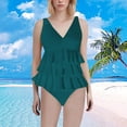 thumbnail image 2 of Duoif Maillot de Bain une Pièce pour Femmes, Maillot de Bain à Volants, Robe de Bain Rétro Couvrante, Maillots de Bain Contrôle du Ventre pour Femmes Vert Menthe G, 2 of 4