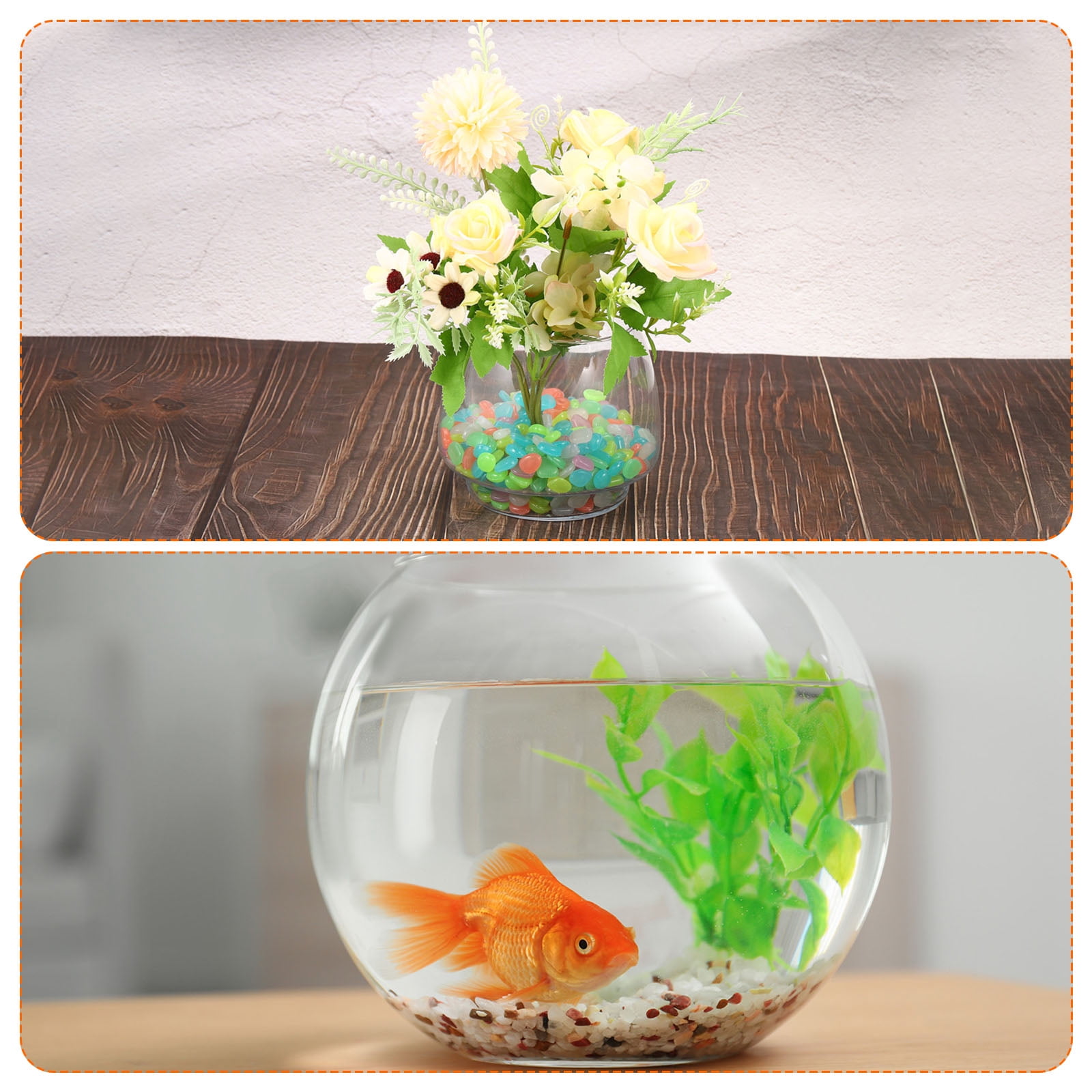 Unique Bargains Glow Rocks Luminous Stones Decor for Potted Plant and Fish Tank Pink