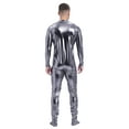 thumbnail image 3 of Mufeng Men's Shiny Metallic Full Body Unitard Jumpsuit Mock Neck Long Sleeve Zentai Bodysuit Grey 3XL, 3 of 5