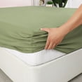 thumbnail image 3 of PiccoCasa Brushed Microfiber Fitted Sheet 16" Deep Mattress Protector, Full Olive Green, 3 of 6