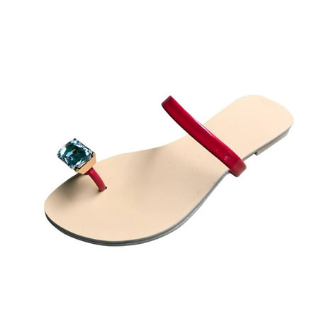 

YanHoo Clearance Boho Slide Sandals for Women Girls Dressy Low Wedge Sandal Casual Open Toe Flat Sandals Summer Beach Slip on Sandals Platform Sandals
