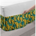 thumbnail image 2 of Banana Bed Skirt, Exotic Fruit Arrangement on a Blue Toned Background Retro Style Hawaiian, Elastic Bedskirt Dust Ruffle Wrap Around for Bedding Decor, 4 Sizes, Mustard Pale Blue Fawn, by Ambesonne, 2 of 2