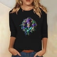 thumbnail image 2 of YUGYXL Casual 3/4 Sleeve Tshirts for Women Mardi Gras Carnival Colorful Printed Clothes Summer Crew Neck Lightweight Tunic Shirts Party Basic Fit Tees Sales, 2 of 5
