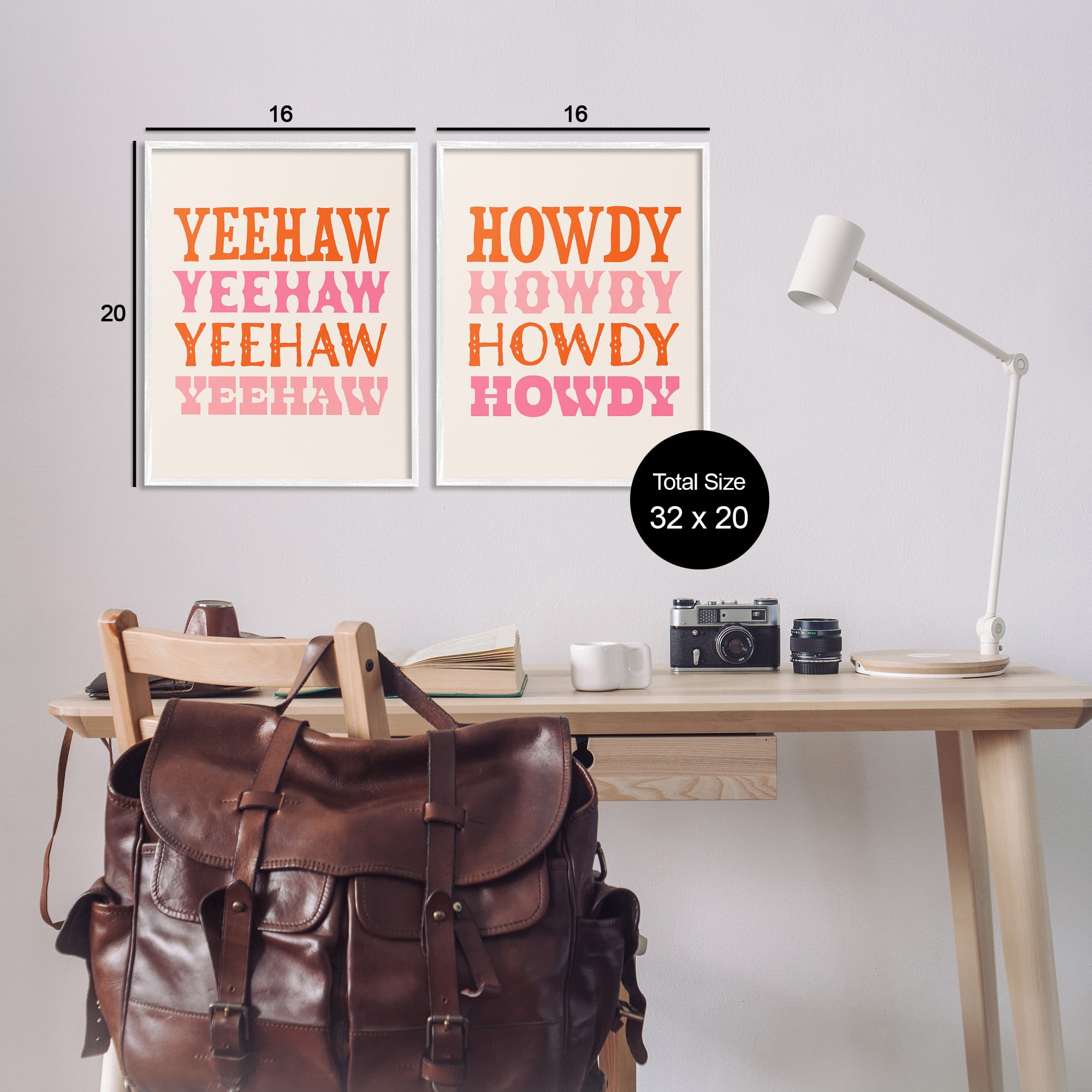 Stupell Industries Yeehaw & Howdy Typography Typography Painting White Framed Art Print Wall Art, 16 x 20, Set of 2