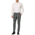 thumbnail image 2 of INSPIRE CHIC Men's Plaid Dress Pants Casual Slim Fit Checkered Business Trousers Black 30, 2 of 6
