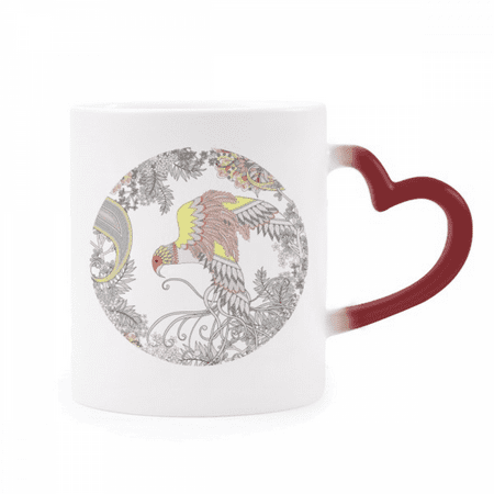

Wing Flower Tree Bird Ukiyo-e Heat Sensitive Mug Red Color Changing Stoneware Cup