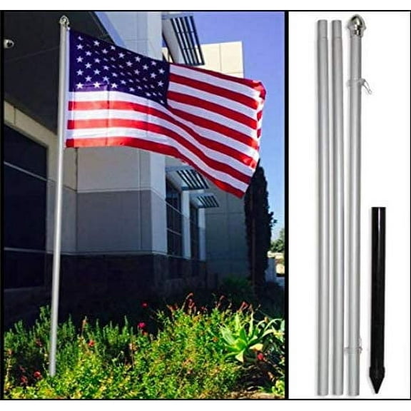 10ft Flag Pole Kit with 3x5 American Flag - Multicolor, Aluminum, Easy Install for Garden & Outdoor - Ideal for Memorial Day, 4th of July, Veterans Day Celebrations