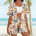 thumbnail image 4 of Two Piece Sets for Women Summer Printed Floral Two Piece Matching Vacation Sets Short Sleeve Open Front Top and Shorts Travel Outfits, 4 of 6