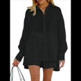thumbnail image 1 of Conjuntos de 2 Piezas: Camisa Abotonada, Top y Pantalones Cortos, Conjuntos Casuales para Estar en Casa Negro M, 1 of 6