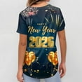 thumbnail image 6 of Garbnen Happy New Year Print Women Scrub Tops Plus Size Stretch V Neck Short Sleeve Women's Shirt Xmas Valentine's Day Holiday Prints Nurse Working Uniforms, 6 of 6