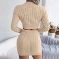 thumbnail image 6 of HXWCHs Women's Fashion Knitted Sweater and Skirt Suit Set for Autumn Winter Casual Wear S Khaki, 6 of 8