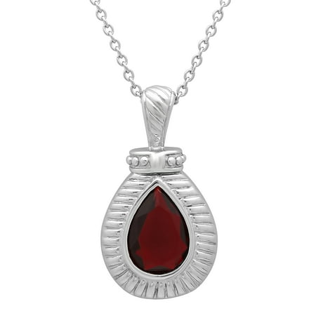 Series Stainless Steel Drop - Women's Stainless Steel Red Glass Teardrop Pendant