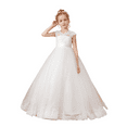 thumbnail image 3 of Lace Flower Girl Dress First Communion Dress Princess Pageant Evening Gown Elegant for Weddings Special Occasions (Ivory 2 -3Years）, 3 of 9