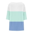 thumbnail image 5 of Dagugfen Oversize Shirts for Women 3/4 Length Sleeve Pleated Chest Loose Color Block Comfy Homwear Casual Blouses, 5 of 6