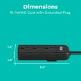thumbnail image 4 of KMC Mini Power Strip, 3-Outlet, 5-Pack, 1-Foot Cord, Black, 4 of 8