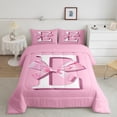 thumbnail image 2 of Manfei Kids Personalized Initial E 3pcs Full Comforter Set - Kawaii Pink Bow Princess, 2 of 8
