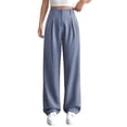 thumbnail image 2 of Women High Waisted Work Pants Business Casual Outfits Office Dress Pants Trousers with Pockets Blue M, 2 of 6