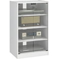 thumbnail image 2 of HOMCOM Gabinete de medios estéreo de 4 niveles para reproductor de discos de vinilo, consola de juegos, soporte de reproductor de discos AV con estantes ajustables, puertas de vidrio de empuje para, 2 of 11