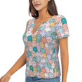 thumbnail image 2 of Wukai Colorful Cute Pig Casual V-Neck Graphic Tees for Women: Lightweight and Breathable Summer Tops with Stylish Design-XX-Large, 2 of 8