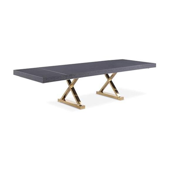 Meridian Furniture Excel Grey Oak Veneer Lacquer Extendable Dining Table