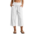 thumbnail image 2 of BUIGTTKLOP Capri Pants for Women High Waisted Comfy Capris Wide Leg Palazzo Lounge Cropped Pants with Pockets, 2 of 6