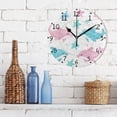 thumbnail image 3 of Pastel Colored Starfishes and Dolphins Round Wall Clock Silent Analog Battery Operated Black Pointer Home Decor 9.84" Diameter, 3 of 11