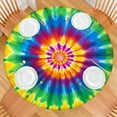 thumbnail image 2 of Colorful Rainbow Tie Dye Spiral Pattern Round Fitted Tablecloth with Elastic Edge,Dining Table Cover Waterproof,Outdoor Round Tablecloth for Camping,Dining,Indoor and Outdoor, 2 of 7
