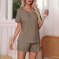 thumbnail image 2 of Two Piece Sets for Women Summer Plus Size Fashion Home Clothing Pajama Set Knitted Fabric Short Sleeved Shorts Two-Piece Set, 2 of 7