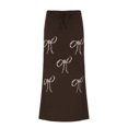 thumbnail image 1 of Summer Dresses Vintage Print Drawstring Lace Up Skirt Sweet A Line Midi Slimming Spring Dress Brown S, 1 of 4