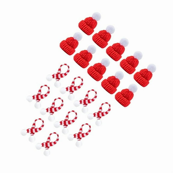 10Pcs Christmas Wine Bottle Hat And Scarf Kit Decoration Cup Bottle Decorations