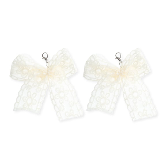 Unique Bargains 1 Pair Shoelace Charms Lace Bow Design Fashion Shoe Accessories Beige