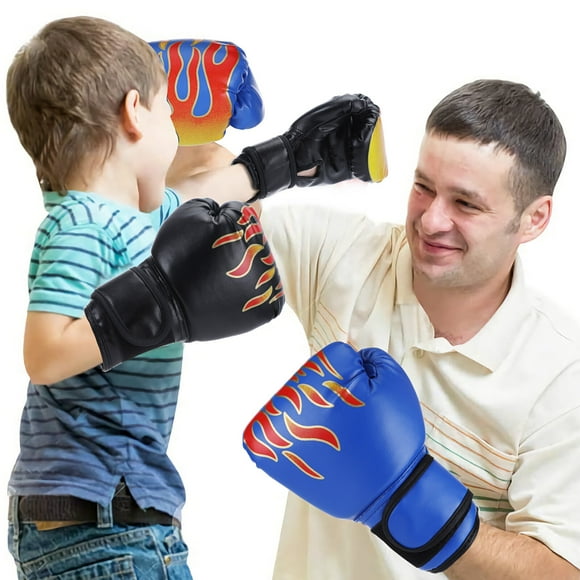 kurtrusly 1 Pair Kids Boxing Gloves Punching Training Comfortable Workout Fight Exercise Mitts Boys Train Gym Glove Hand Protector Black