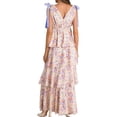 thumbnail image 3 of Summer Sleeveless V-neck Floral Printing Flared Ruffle Long Maxi Dress, 3 of 6