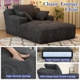 thumbnail image 6 of 67'' Oversized Chaise Lounge Chair Indoor, Cloud Plush Corduroy Upholstered Sofa Bed, Modern Deep Seat Sofa with Back Cushion, Pillows, Cozy Sleeper Couch for Living Room, No Assembly Required, Grey, 6 of 12