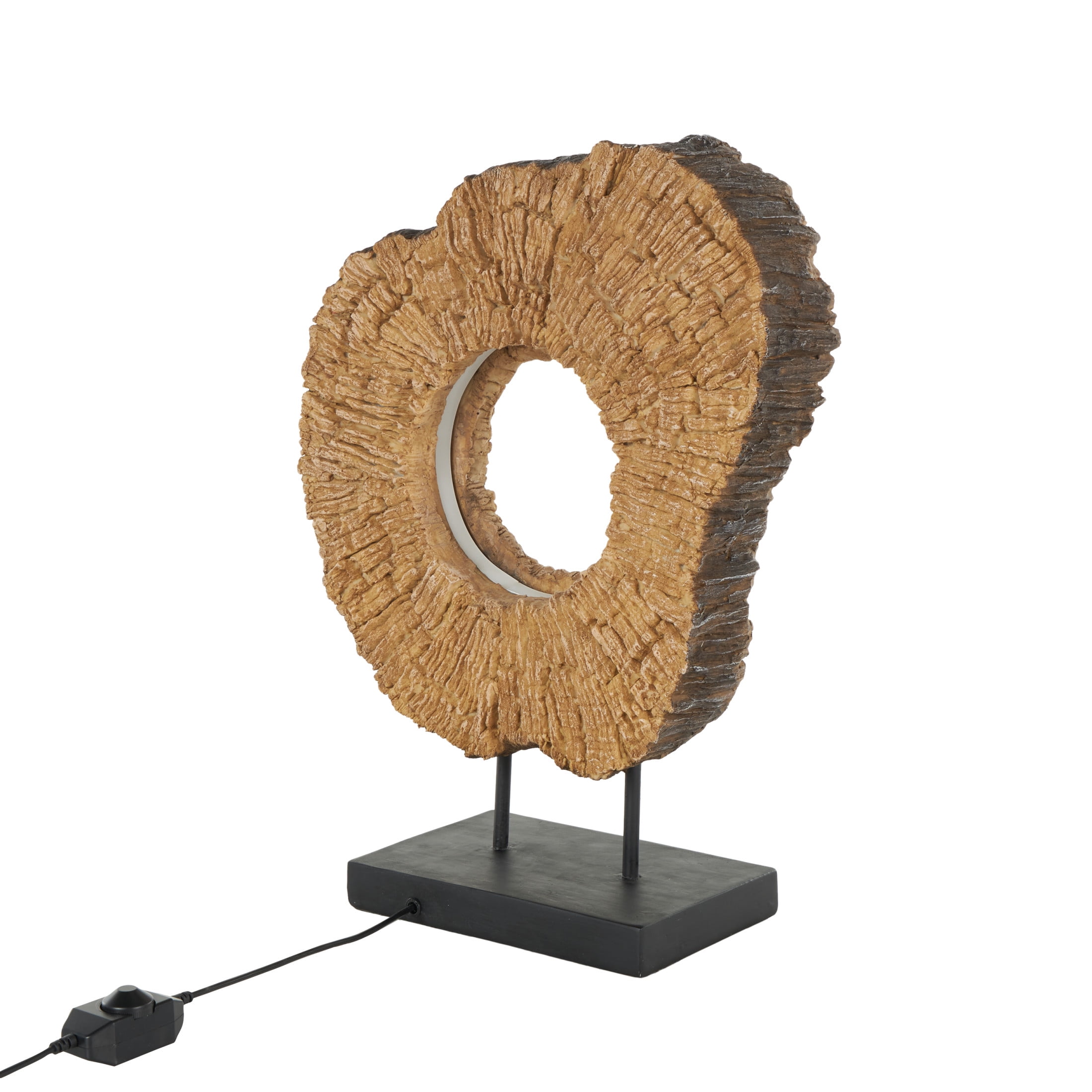 DecMode 18" Live Edge Brown Table Lamp with Shade
