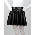 thumbnail image 4 of TiaoBug Kids Girls Shinny Metallic Mini Skater Skort Glossy Flared Pleated Scooter Skirt Black 10, 4 of 6
