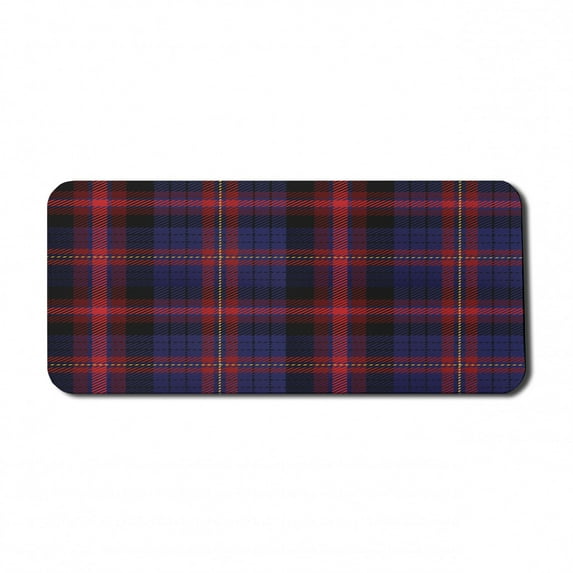 Checkered Computer Mouse Pad, Vibrant Colored Old Fashion Pattern Folkloric British Culture Inspired, Rectangle Non-Slip Rubber Mousepad X-Large, 35" x 15", Royal Blue Red Black, by Ambesonne