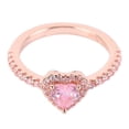 thumbnail image 3 of Anillo de diamantes de imitación en forma de corazón para mujer, elegante y a la moda, plata 925, anillo brillante exquisito, accesorio de joyería, diamantes de imitación rosas de 2,05 pulgadas, 3 of 10