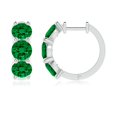 thumbnail image 2 of ANGARA Round Lab Grown 3.3 Ct Emerald Three Stone Hoop Earrings for Women in 14K White Gold (Size-5.5mm) | May Birthstone, Birthday, Anniversary, Jewelry Gift for Women | Lab-Grown Emerald Earrings, 2 of 6